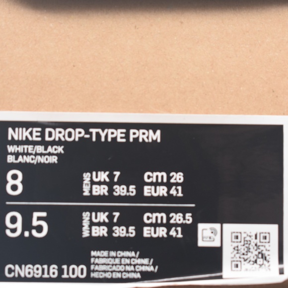 NIB NWT Nike Drop Type PRM LX Triple White/Black N.354 CN6916-100 Men\'s Size 8 main image 5